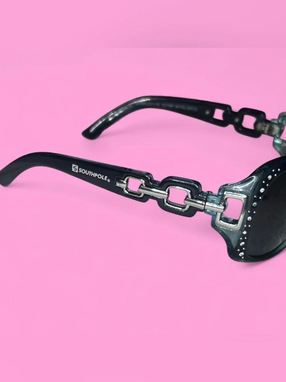 South Pole Black Sunglasses with Crystal Accents